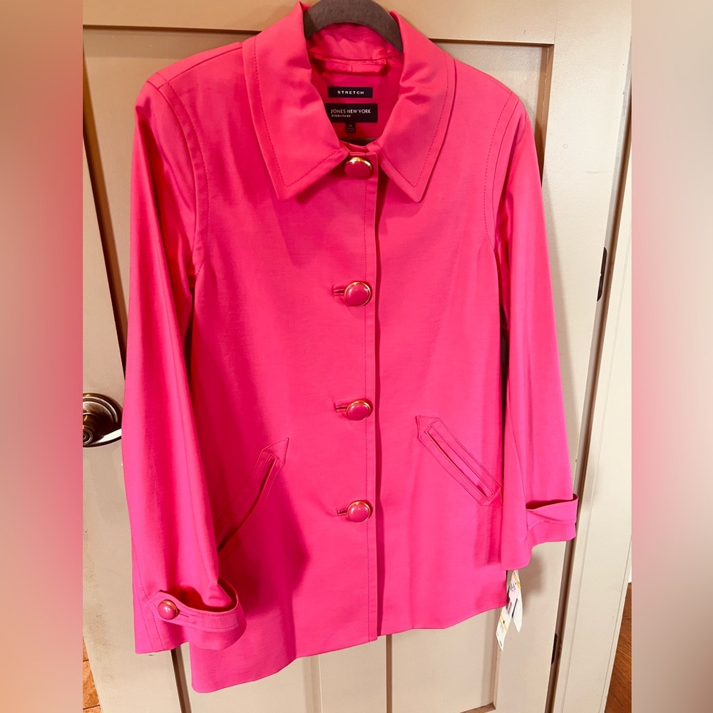 Jones New York Signature Pink Trench Swing Coat Medium NWT